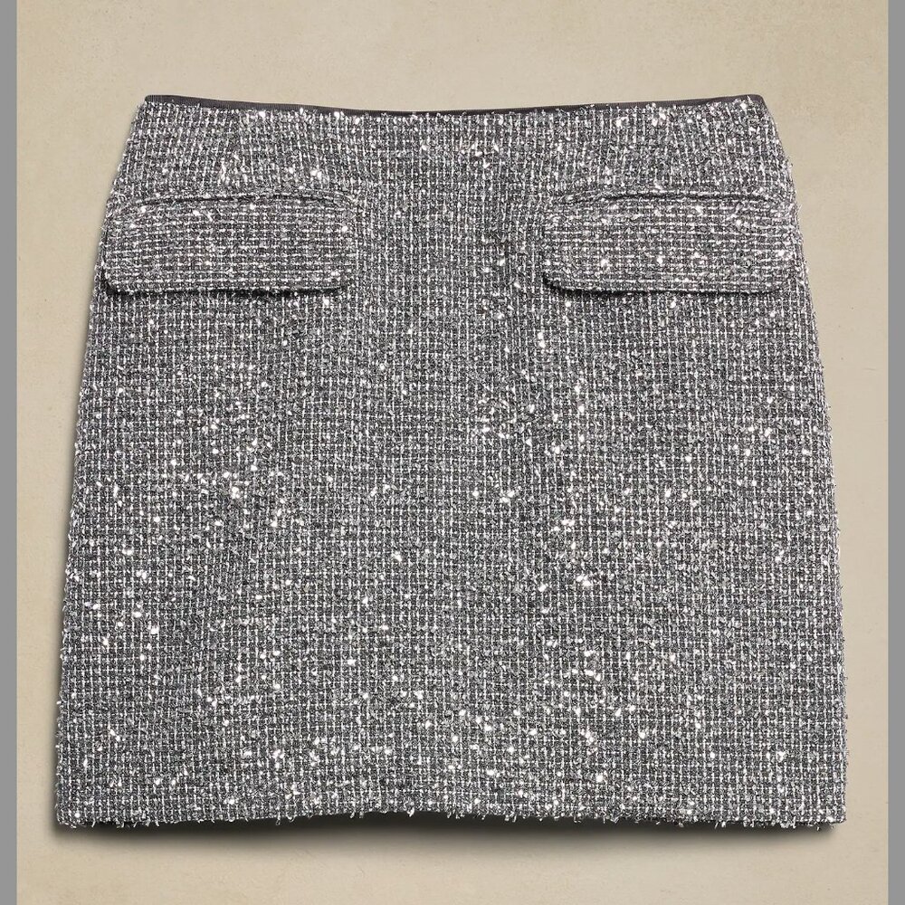 Elegant Silver Sequin Skirt